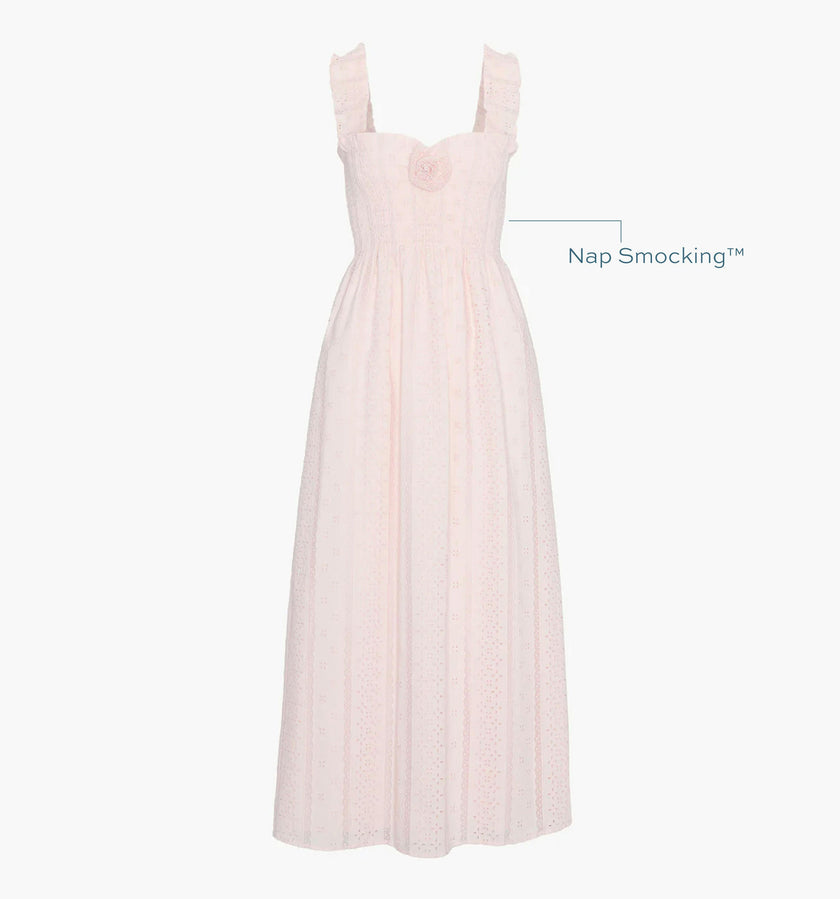 The Rosetta Nap Dress - Pink Broderie Voile