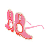 Packed Party Better in Boots Pink Glitter Cowboy Boot Novelty Party Glasses - Glitter Felt Boot Shape with Jewel Heart Details, One Size Fits All