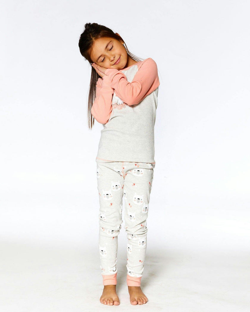 Organic Cotton Long Sleeve Printed Bears One Piece Pajama Oatmeal Mix