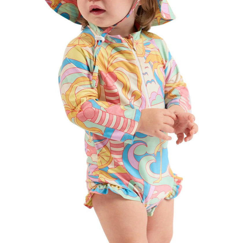 The Paradiso - Girls Rash Guard One Piece with Ruffle UPF 50+