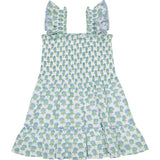 Mini Paloma Girl's Dress Aqua Floral Block Print, Multi