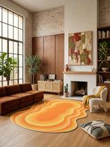 Orange Modern Abstract Wavy Area Rug by Juan Marquez