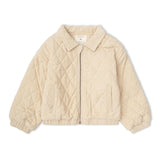 Organic Quilted Bomber Corduroy Jacket - Oat