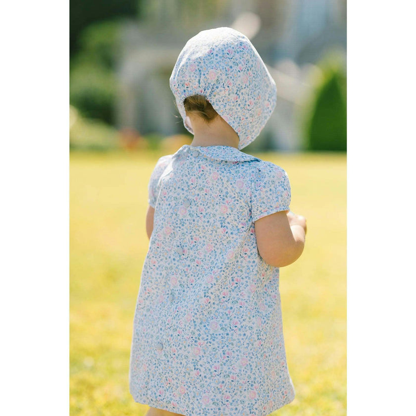 Olympe Blue Floral Smocked Baby Set with Bloomers and Hat
