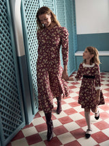 Burgundy Floral Silas Girl Dress