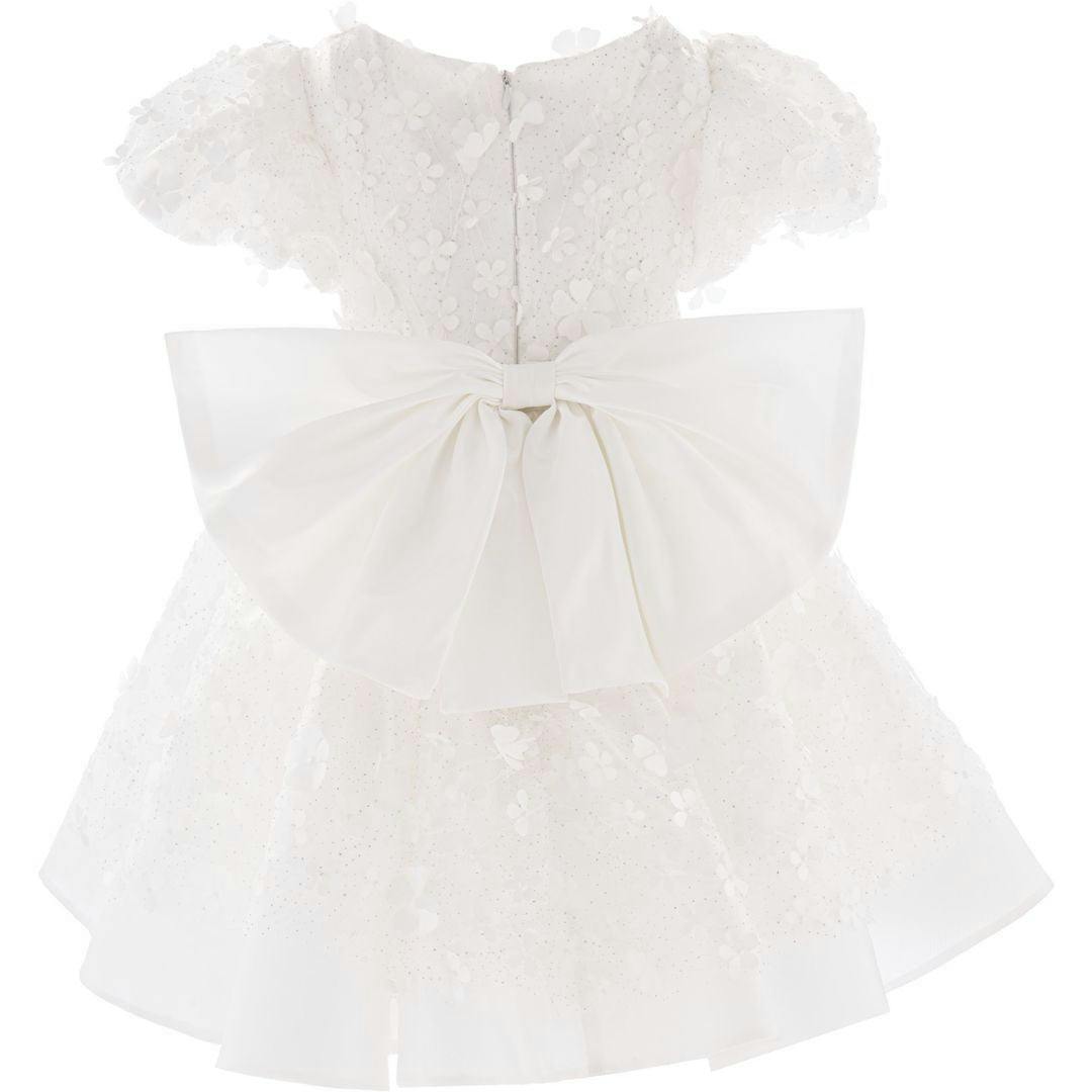 White Moneta Floral Bow Dress