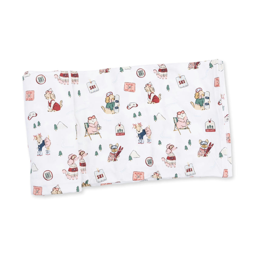 Winter Sports Dogs Pink - Swaddle Blanket
