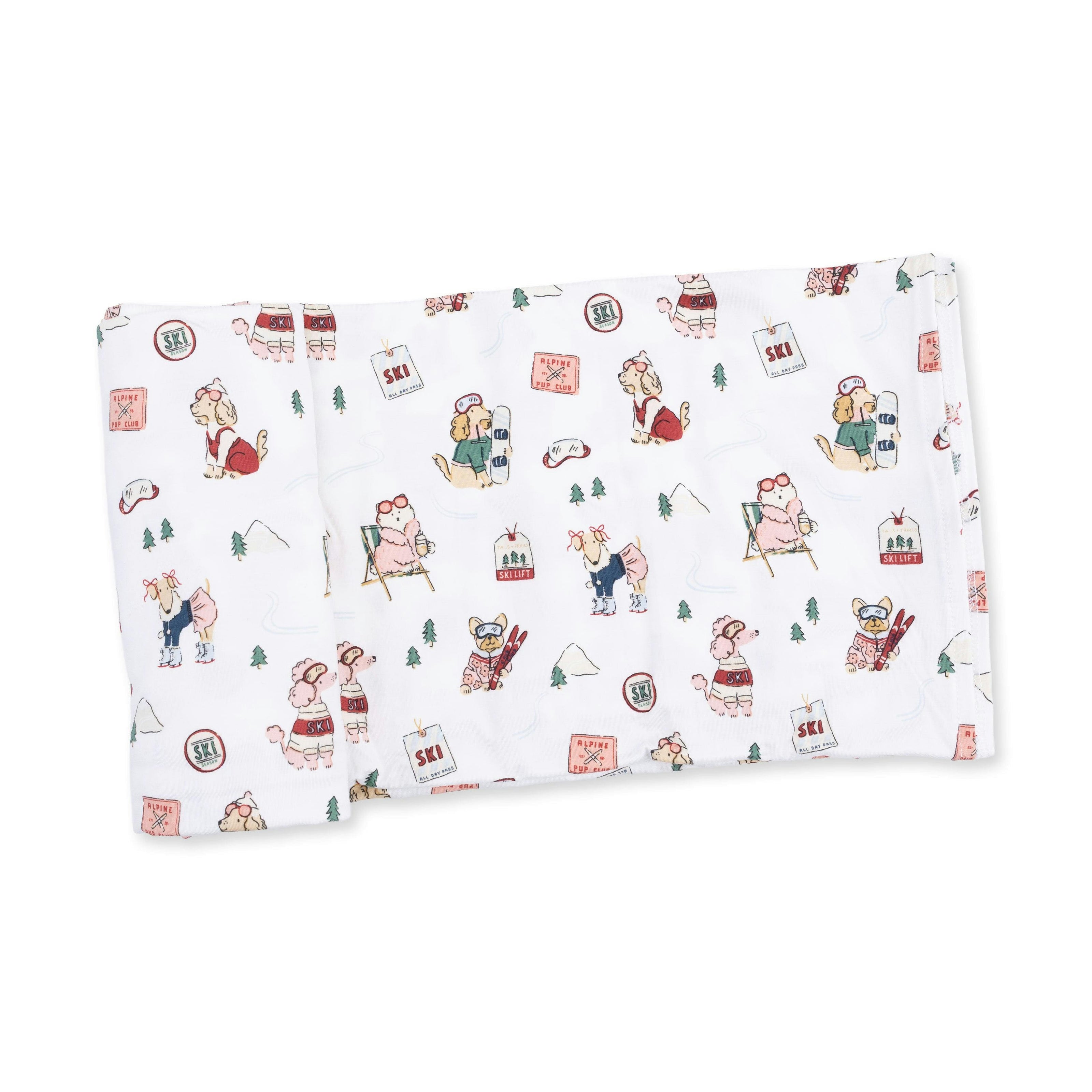 Winter Sports Dogs Pink - Swaddle Blanket