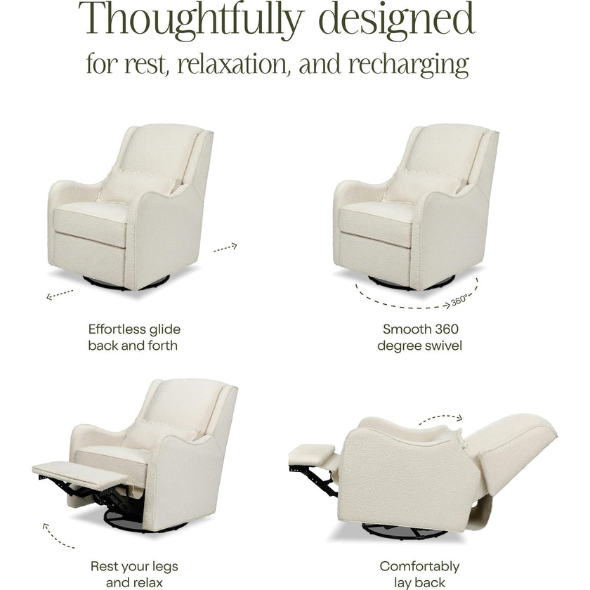 Devon Recliner and Swivel Glider in Ivory Boucle