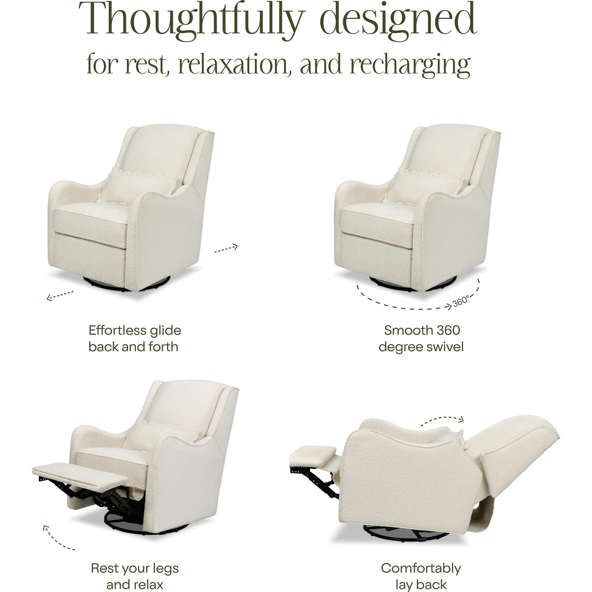 Devon Recliner and Swivel Glider in Ivory Boucle