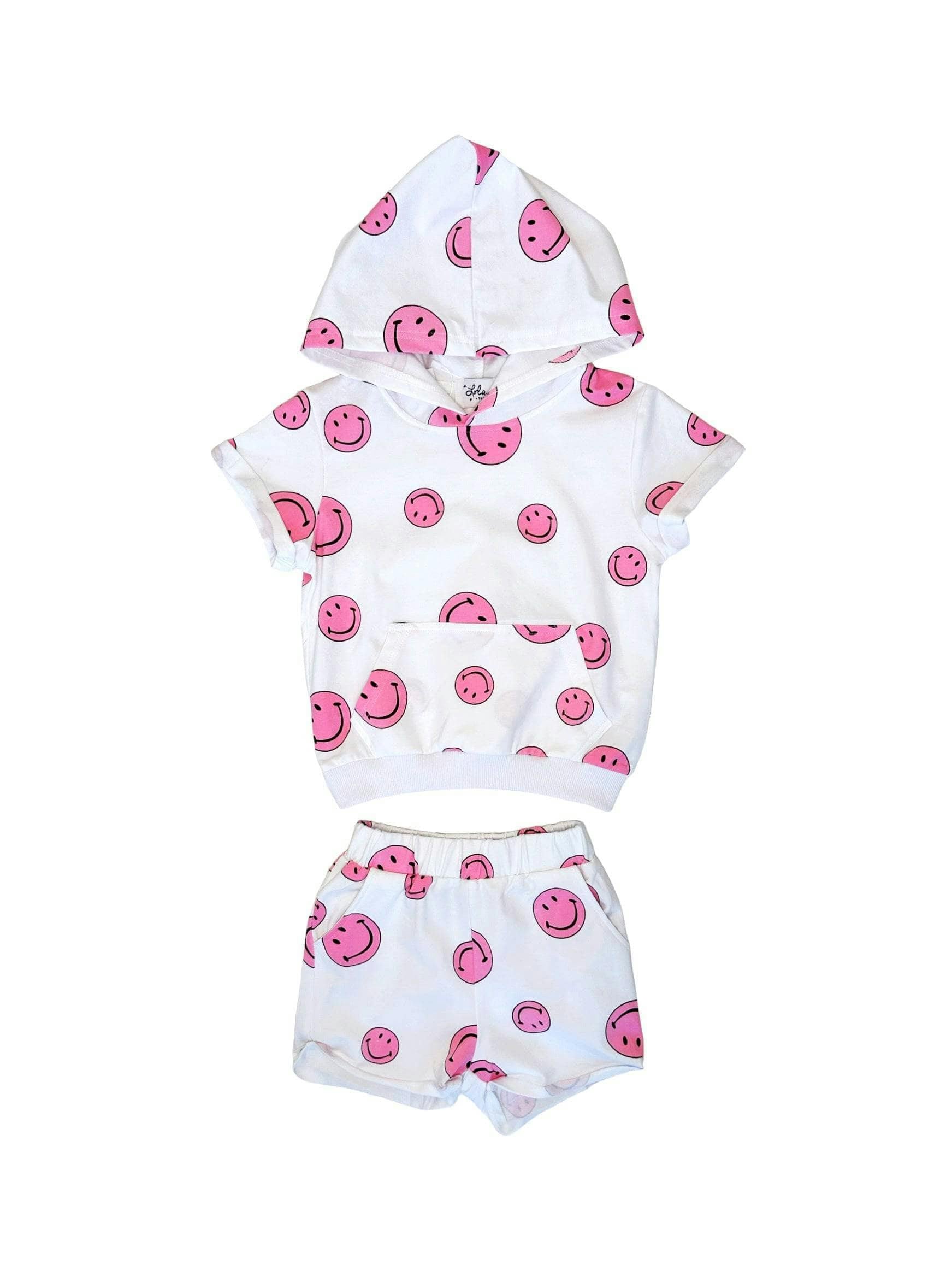 Emoji Print 2-Piece Hooded Tee & Short Set