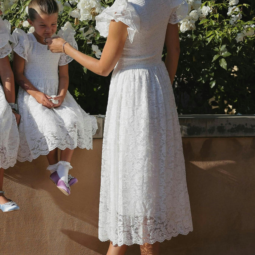 Hattie Dress in White Lace