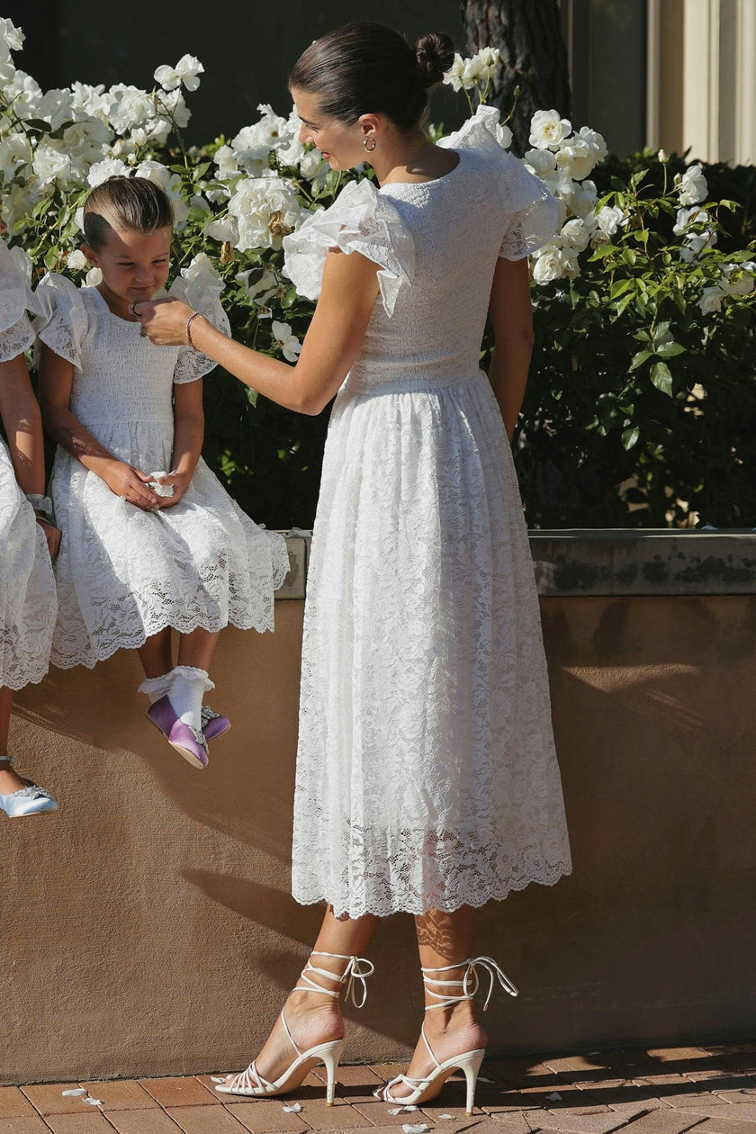 Hattie Dress in White Lace