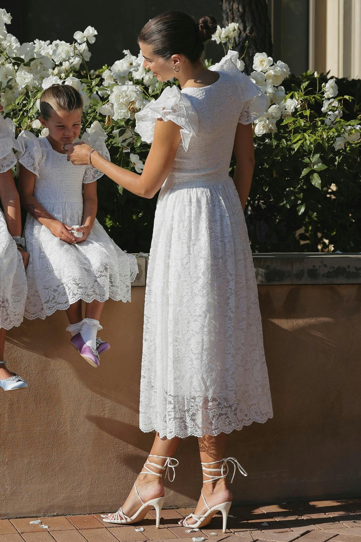 Hattie Dress in White Lace