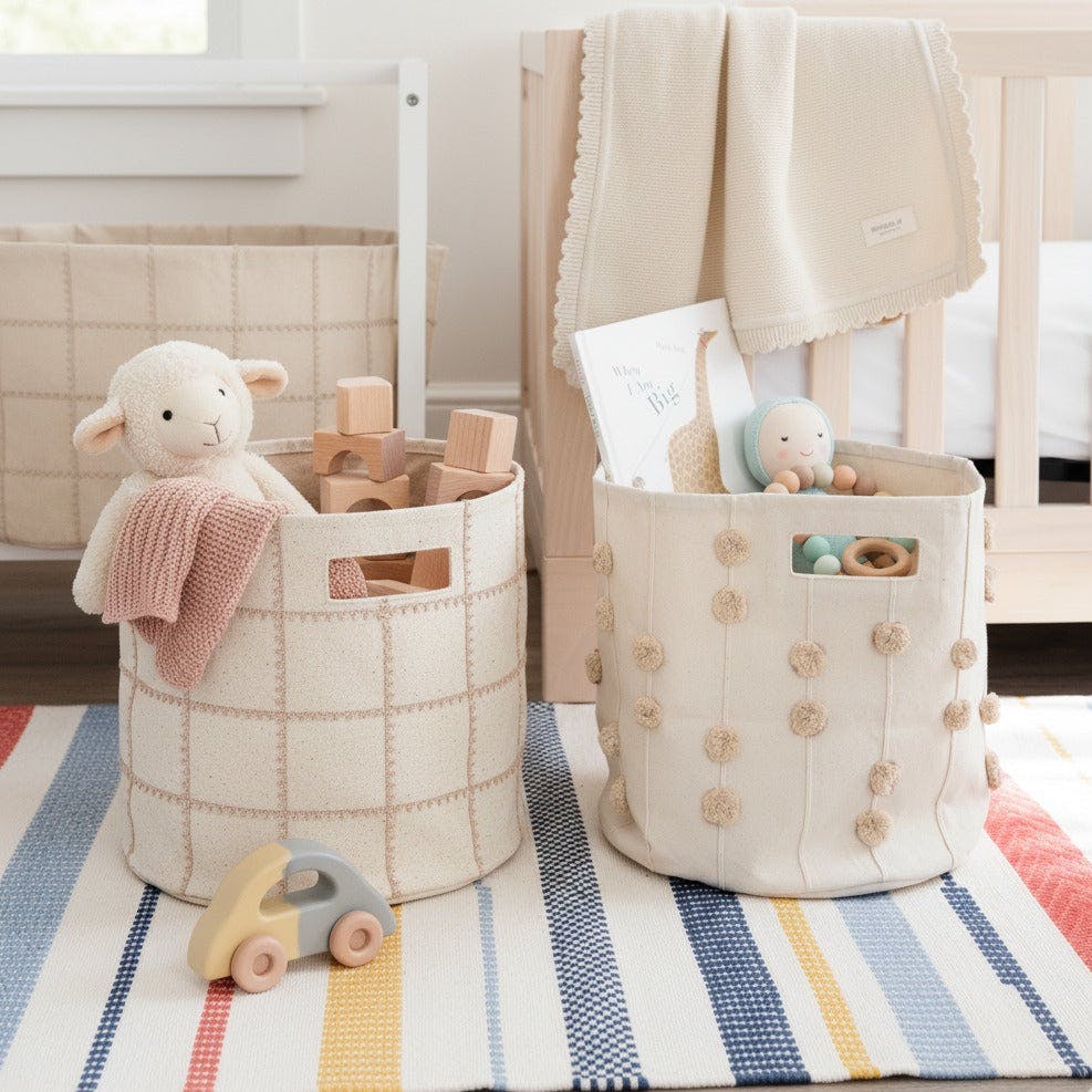 Handmade Canvas Storage Basket Lace