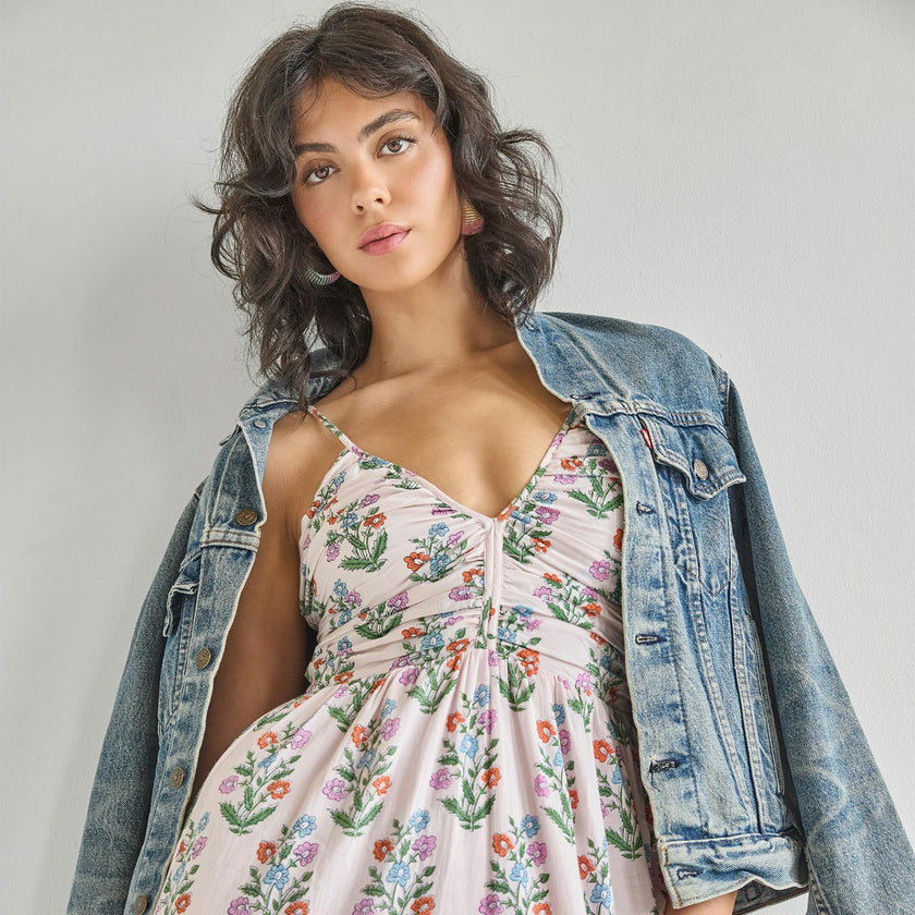 Womens Hope Dress - Pink Dewdrop Block Print