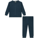 Stretch Waffle Knit Elastic Waist Top and Pants Two Piece Set