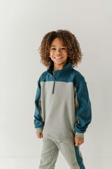 Boys Zip Front Oversized Sweatshirt in Shadow Green