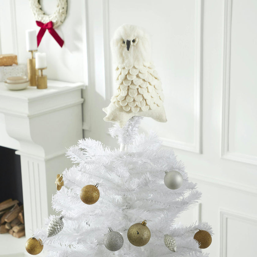 Snowy Owl Handmade Hand Felted Wool Christmas Tree Topper