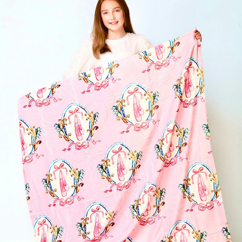 Ballet Shoes Crest Minky Blanket