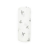 Organic Cotton Muslin Swaddle Blanket - Pewter Planes