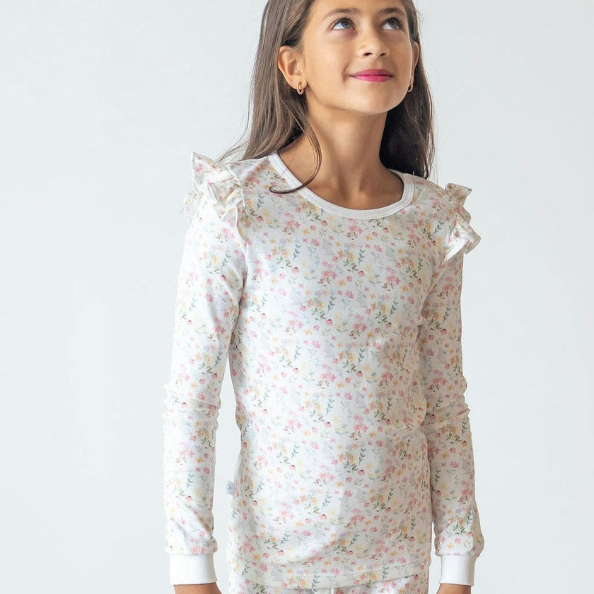 Winter Flowers Pima Long Pajama Set