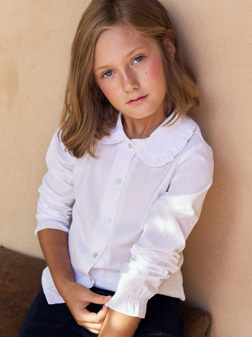 White Dameras Long Sleeve Girl Shirt