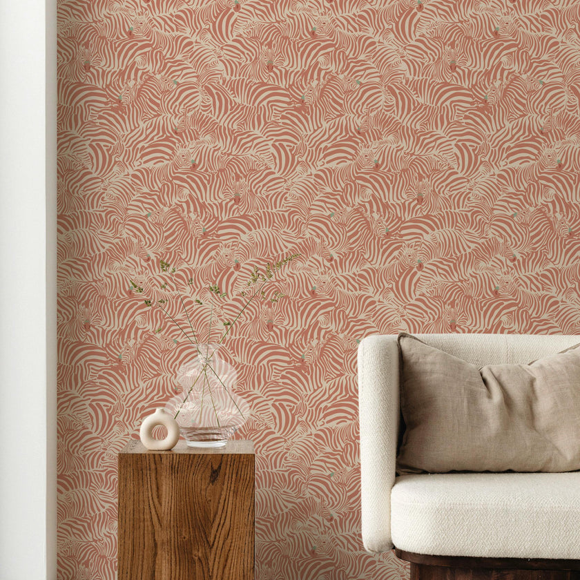 Papier peint Zebra coloris Brique