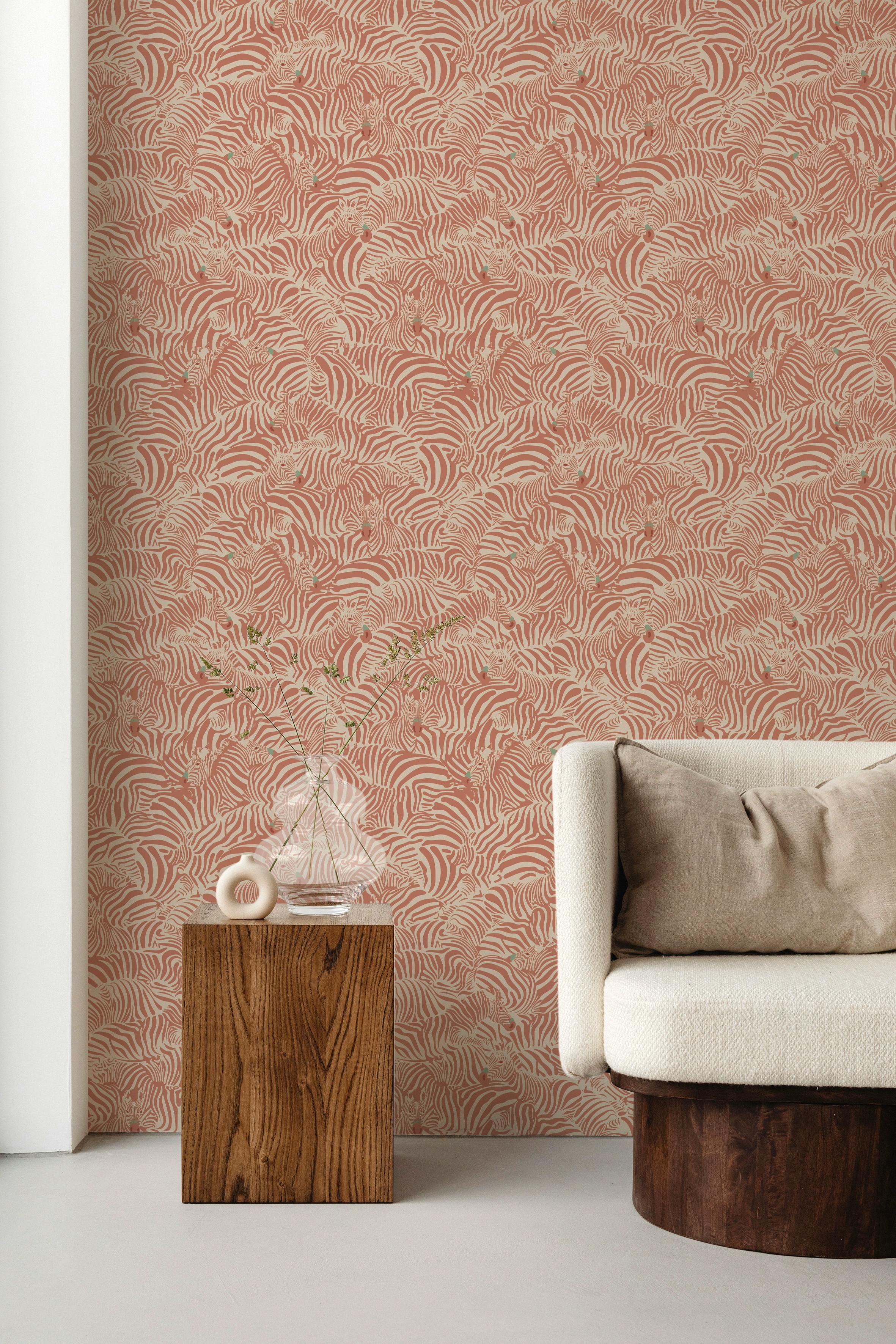 Papier peint Zebra coloris Brique