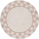 Checkered Charm Washable Round Organic Cotton Rug