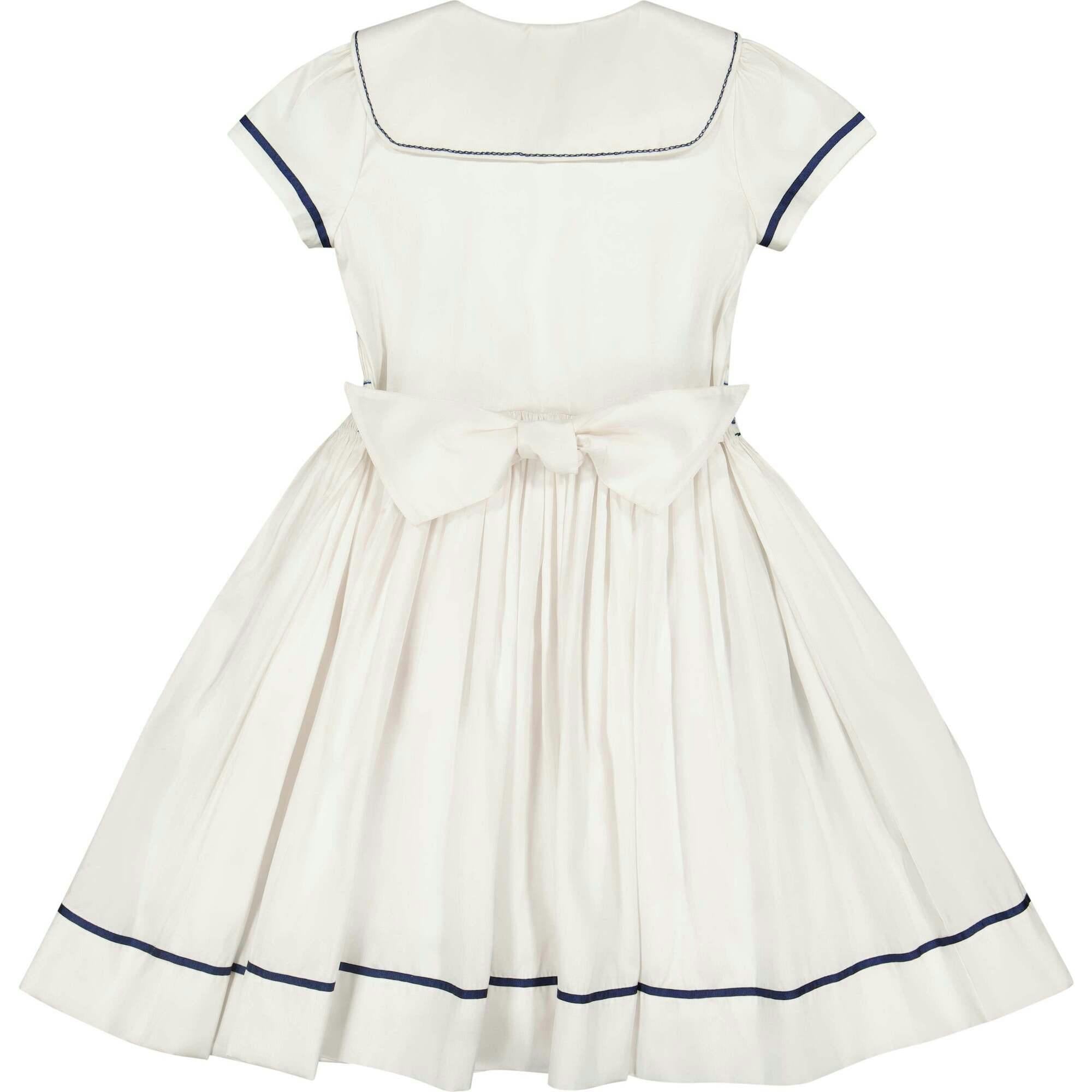 Riviera White Short Sleeve Smocked Dress