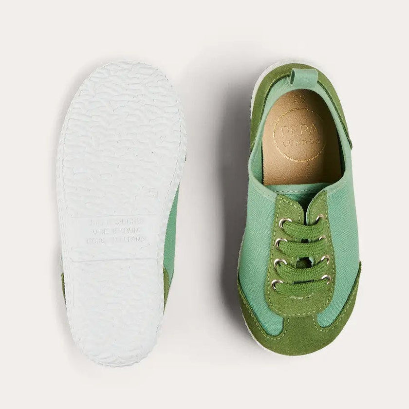 Canvas Lace Up Plimsols in Green (23-35EU)