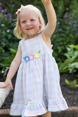 Plaid Seersucker Dress With Flowers