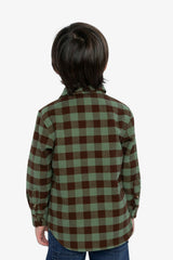 Brushed Flannel Shirt Green And Brown Plaid