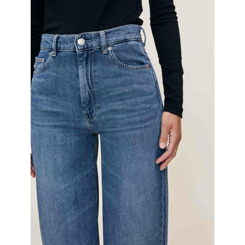Hepburn Wide Leg High Rise Ankle Jeans Del Ray