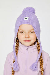 Winter Peruvian Knit Hat with Pompom Violet