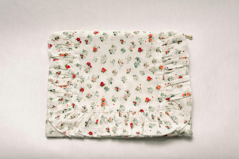 Petite Bouquet Timeless Floral Ruffle Zipper Pouch