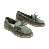 Olive Suede Formal Laced Loafers