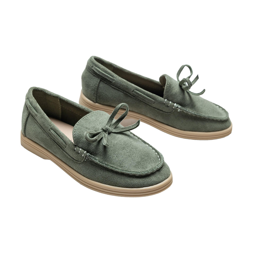 Olive Suede Formal Laced Loafers