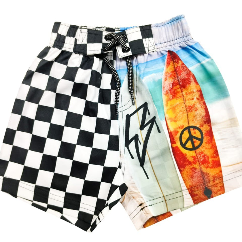 Kids Swim Board Shorts - Check Surf