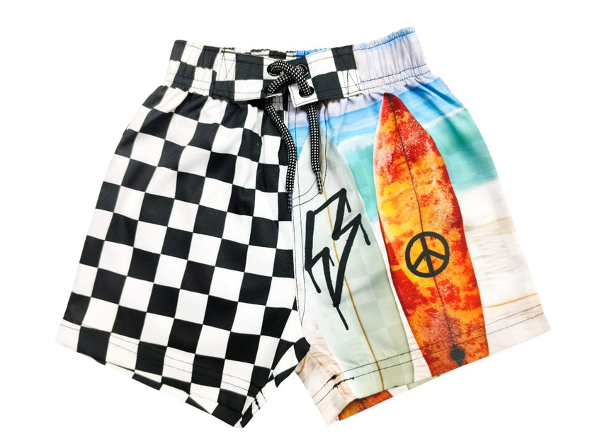 Kids Swim Board Shorts - Check Surf
