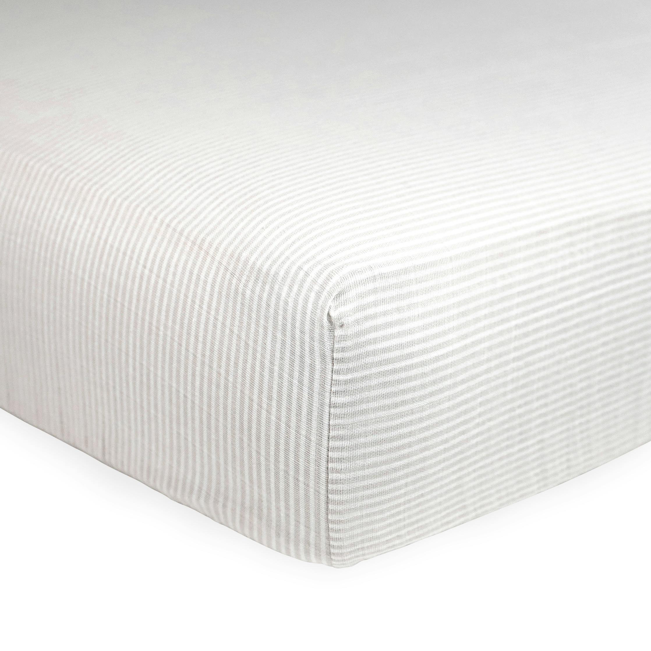 Organic Cotton Muslin Crib Sheet - Sand Stripe