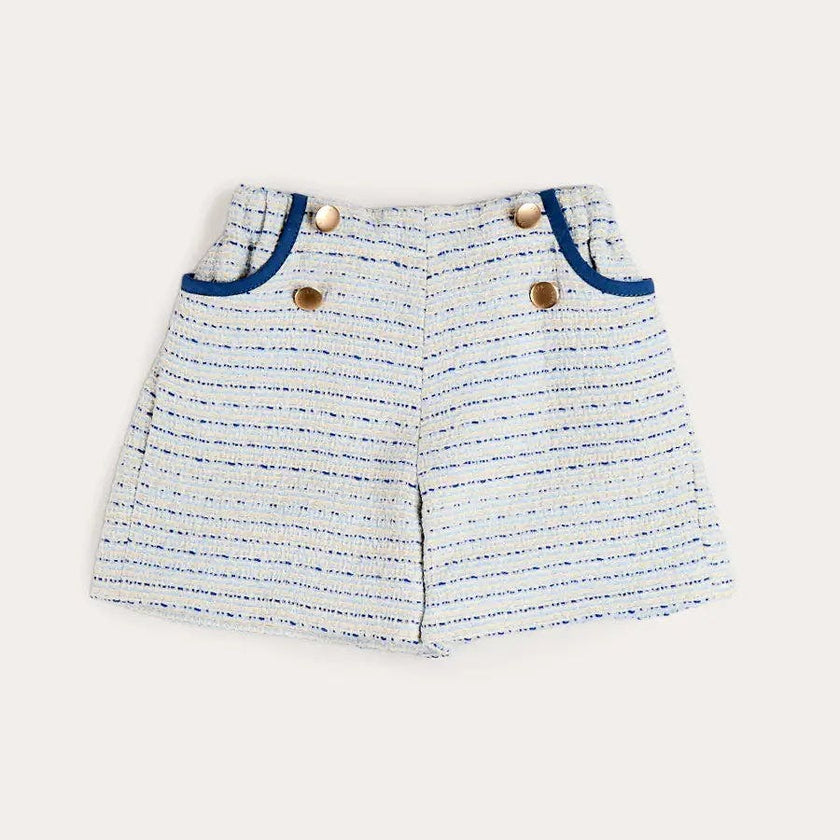 Brighton Boucle Tweed Gold Button Shorts in Blue (4-12yrs)