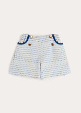 Brighton Boucle Tweed Gold Button Shorts in Blue (4-12yrs)