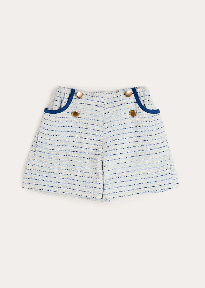 Brighton Boucle Tweed Gold Button Shorts in Blue (4-12yrs)