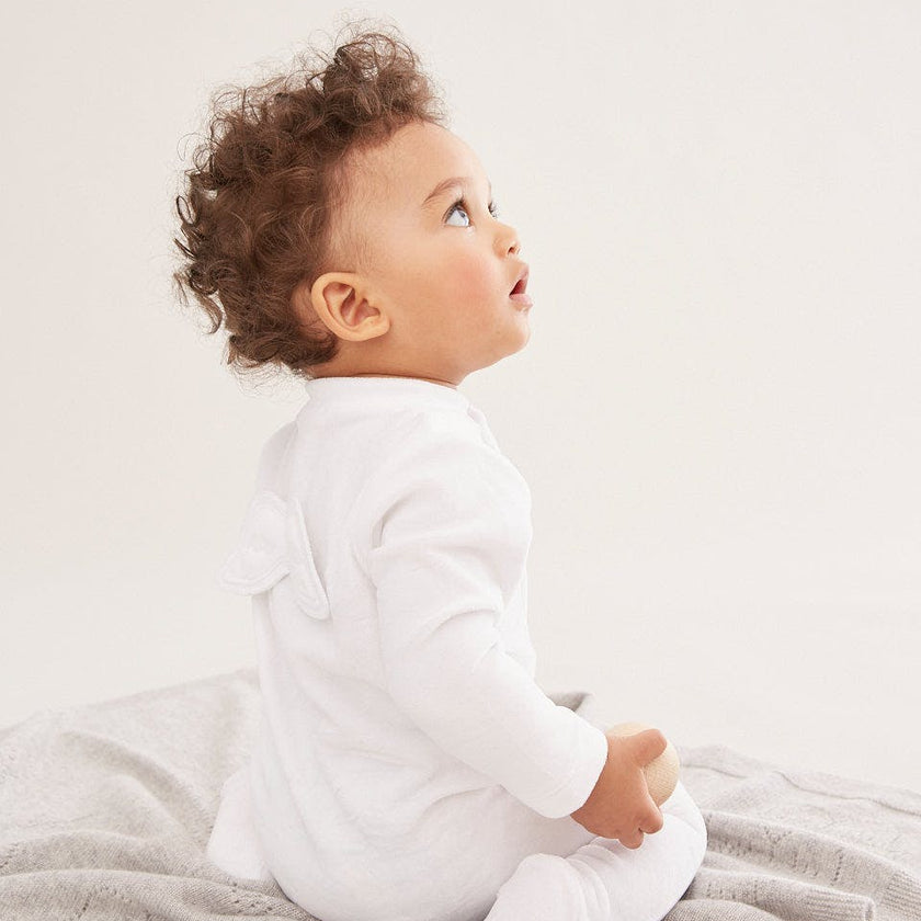 Angel Wing™ Pointelle Sleepsuit - White