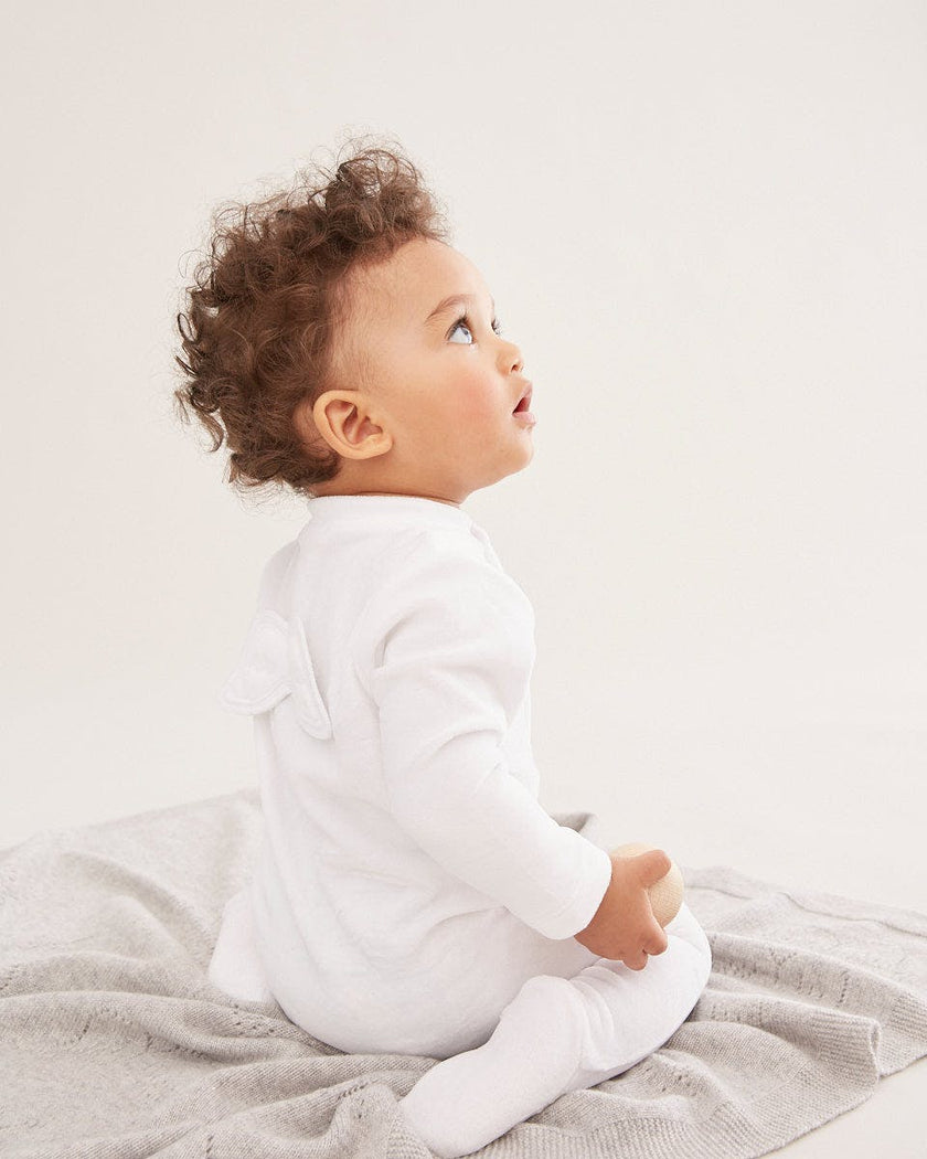 Angel Wing™ Pointelle Sleepsuit - White