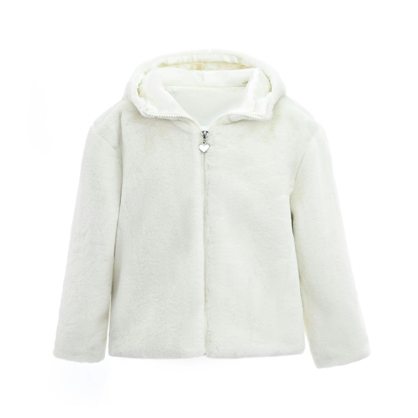 Ivory Plush Hooded Jacket