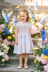 Ondine Blue Floral Smocked Dress