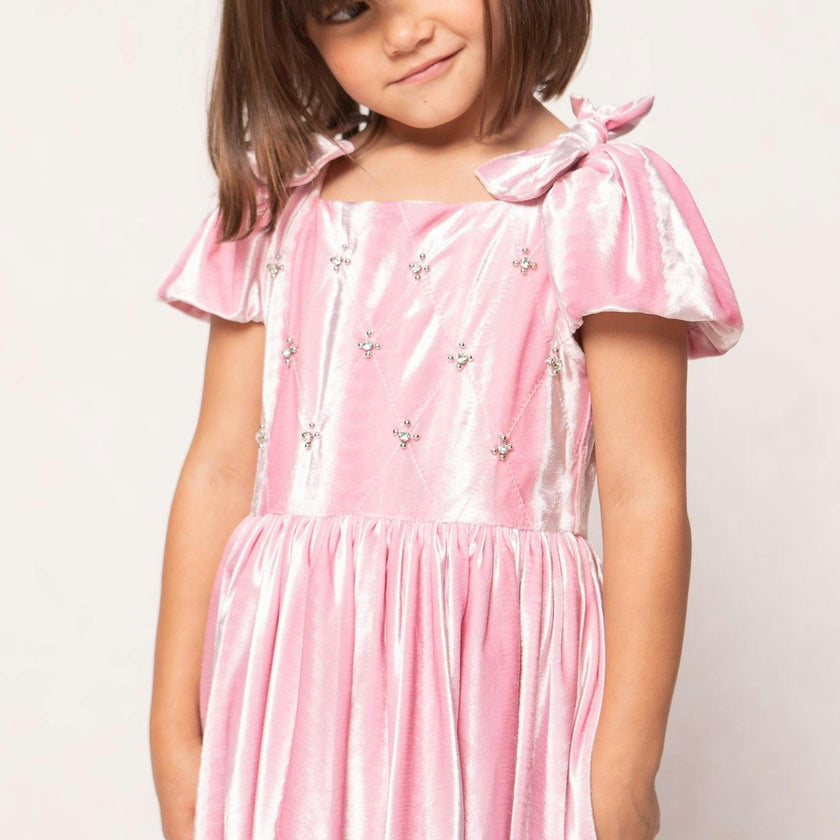 Mini Tiara Dress in Pink Velvet